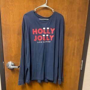 Life Is Good Blue Long Sleeve Christmas